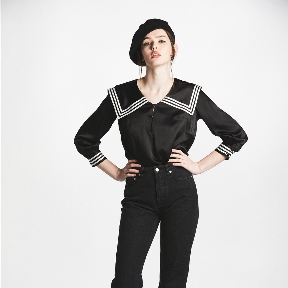 L’ecole des femmes Sailor Top Black NWT medium